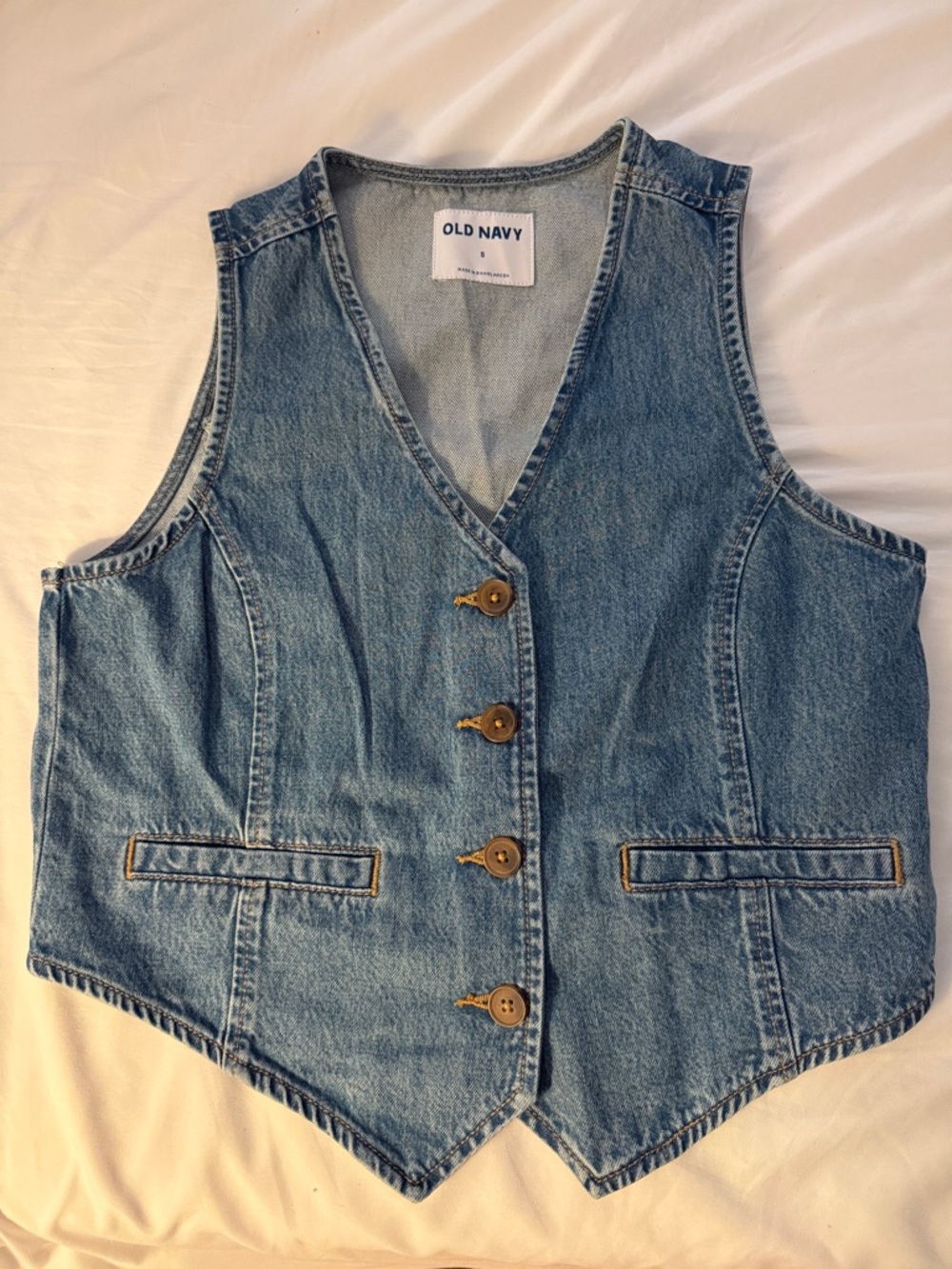 Old Navy Blue Denim Button-Front Vest